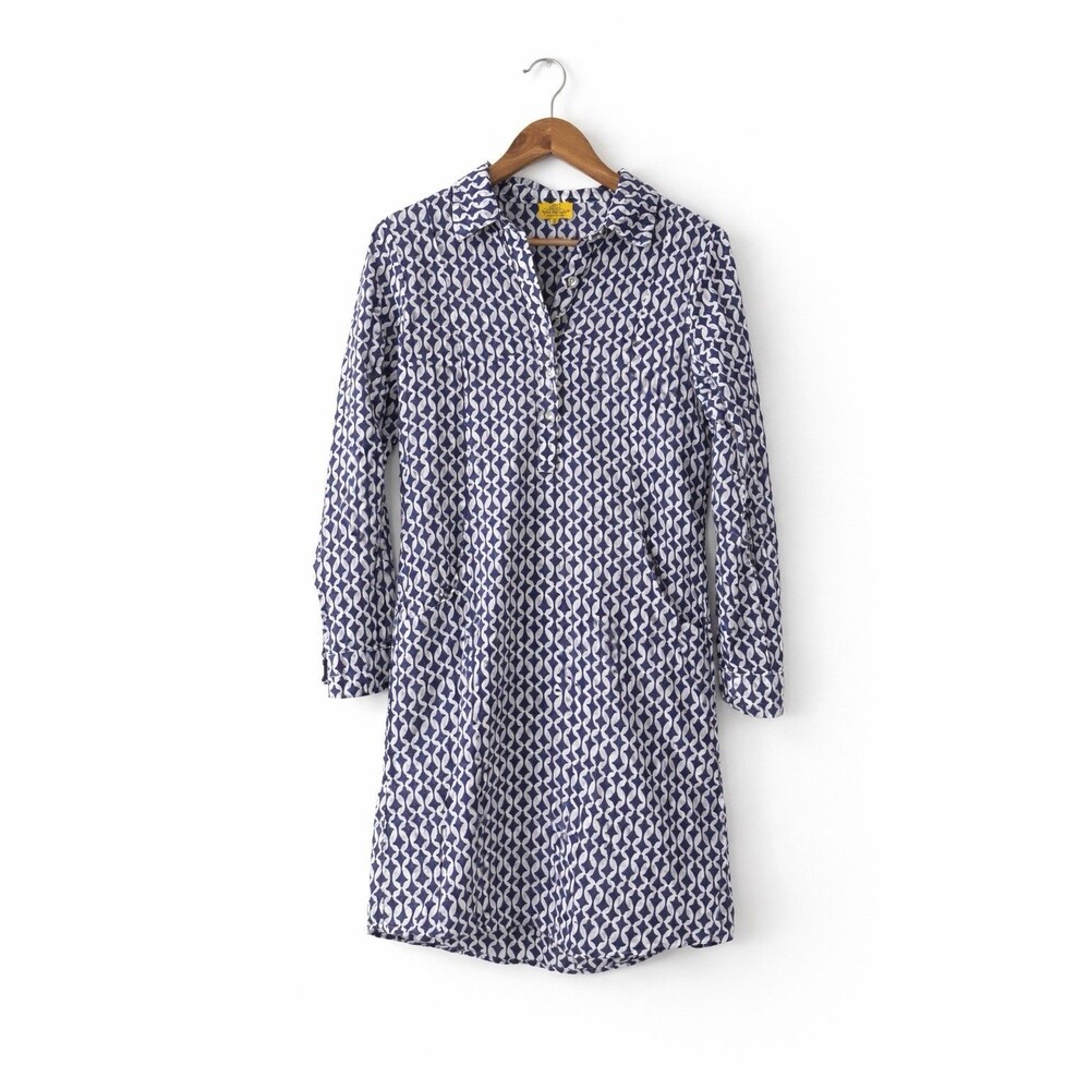 Robert Graham Roberta Roller Rabbit Blue White Cotton Tunic Dress Size S